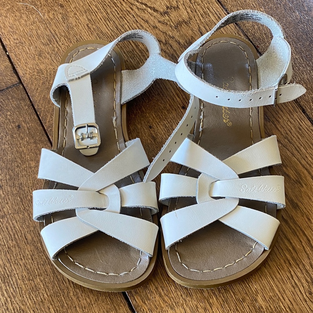 Salt Water Sandals by Hoy White Strappy Kids Sandals